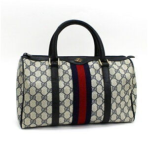 Gucci Mini Boston Bag Sherry Line x Leather Navy Blue Retro